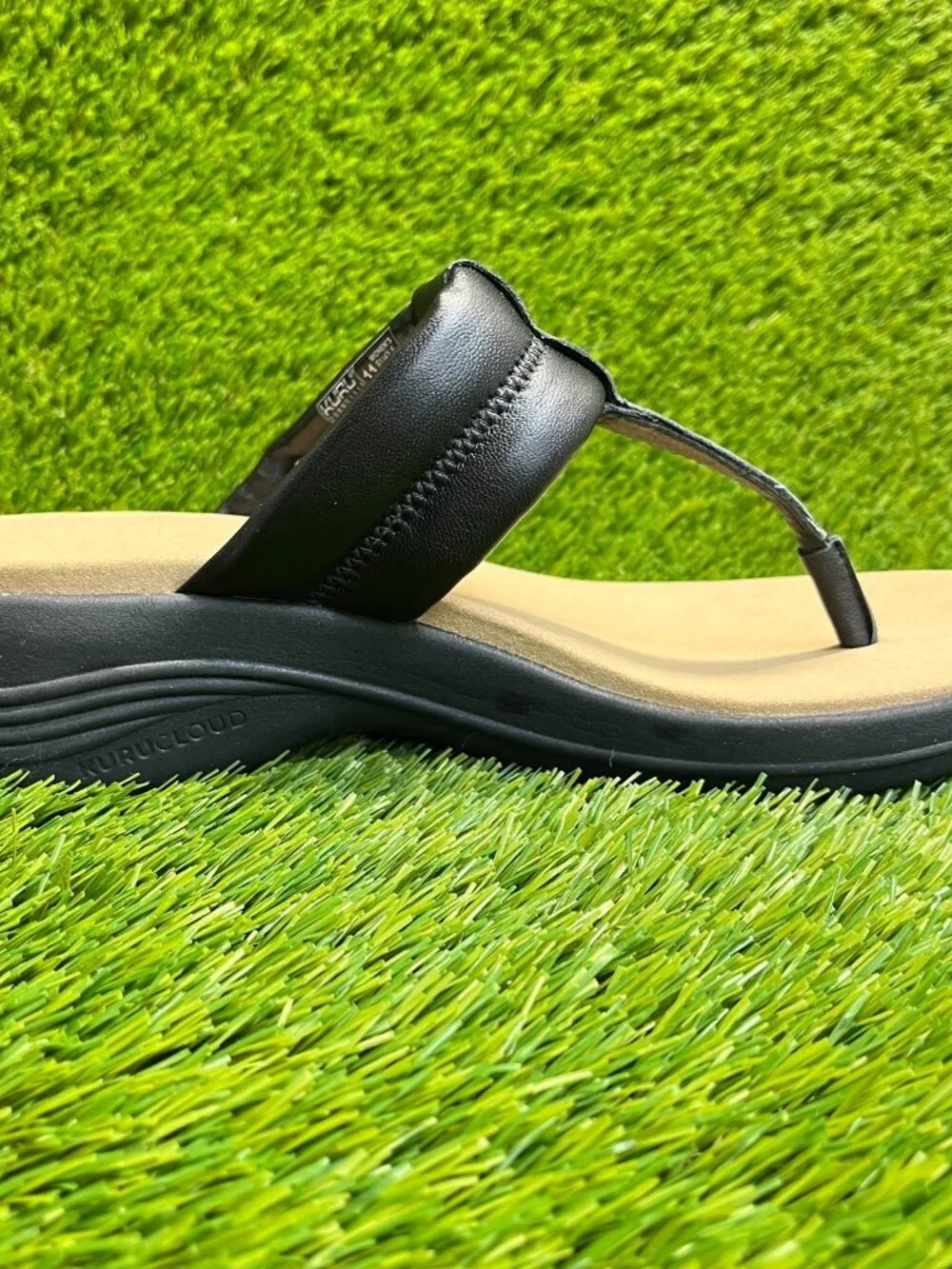 KURU Coda Suvi Black Thong Sandal with Cushioned Footbed